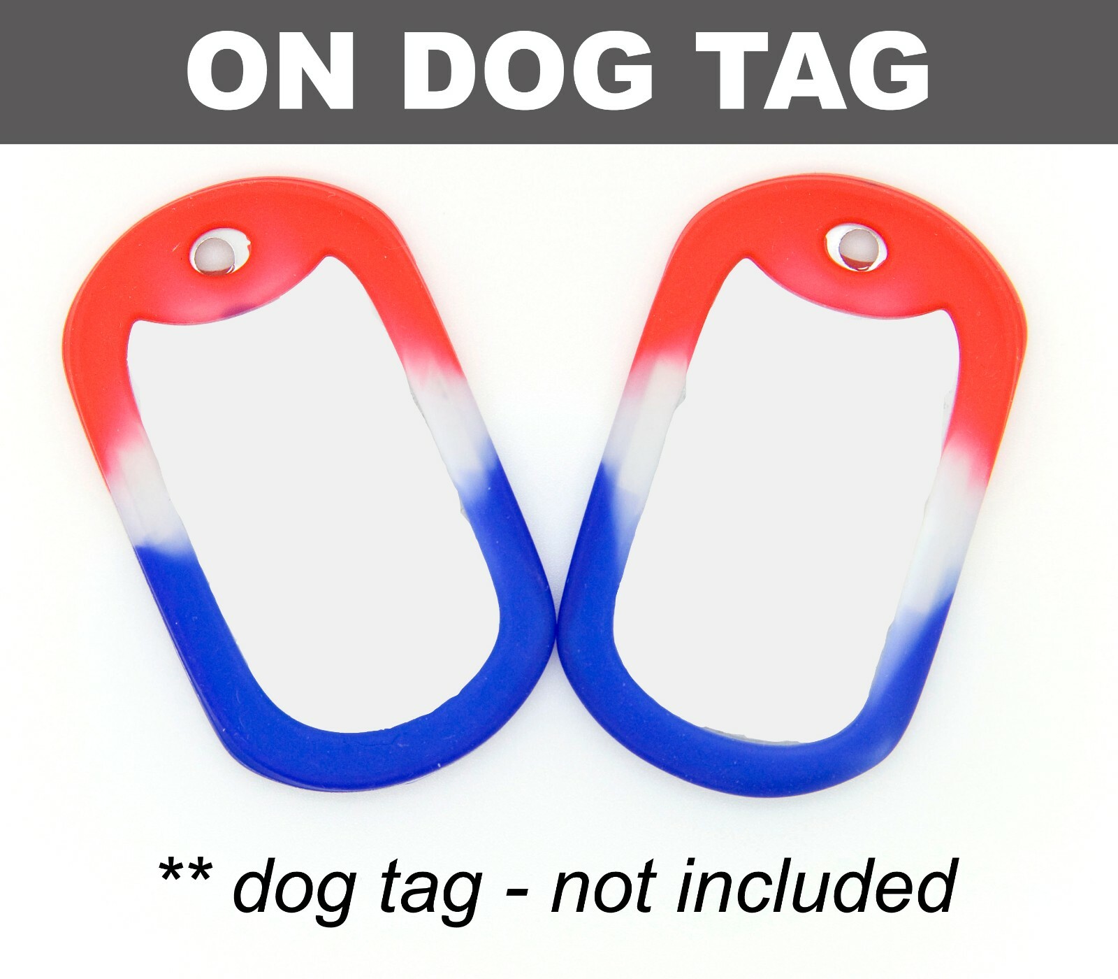LOT OF 25pc MILITARY ARMY DOG TAG RED WHITE & BLUE RUBBER SILICONE SILENCERS