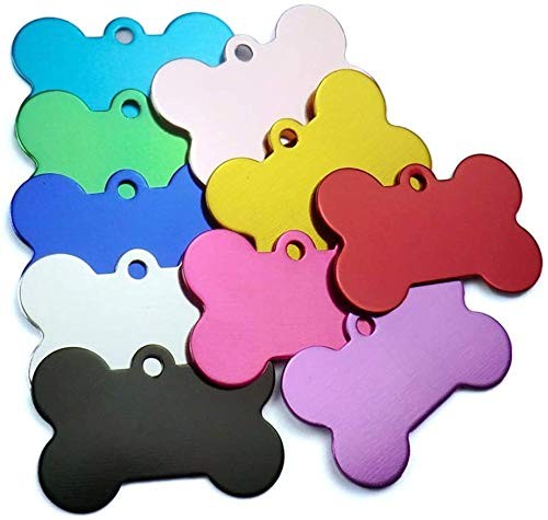 20 Pcs 38mm Bone Shape Pet ID Double Sided Tag Dog Cat Pet Name ID Tag