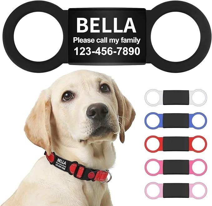 LaReine Silent Slide On Pet ID Tags, Personalized Laser Engraved on Collar, Colo