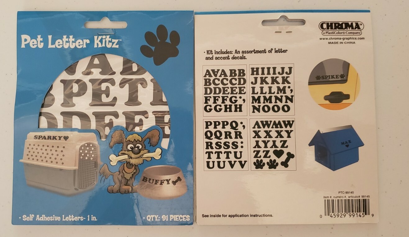 Pet Letter Kitz, Set of Two, 91 Pieces each, 1 inch letters