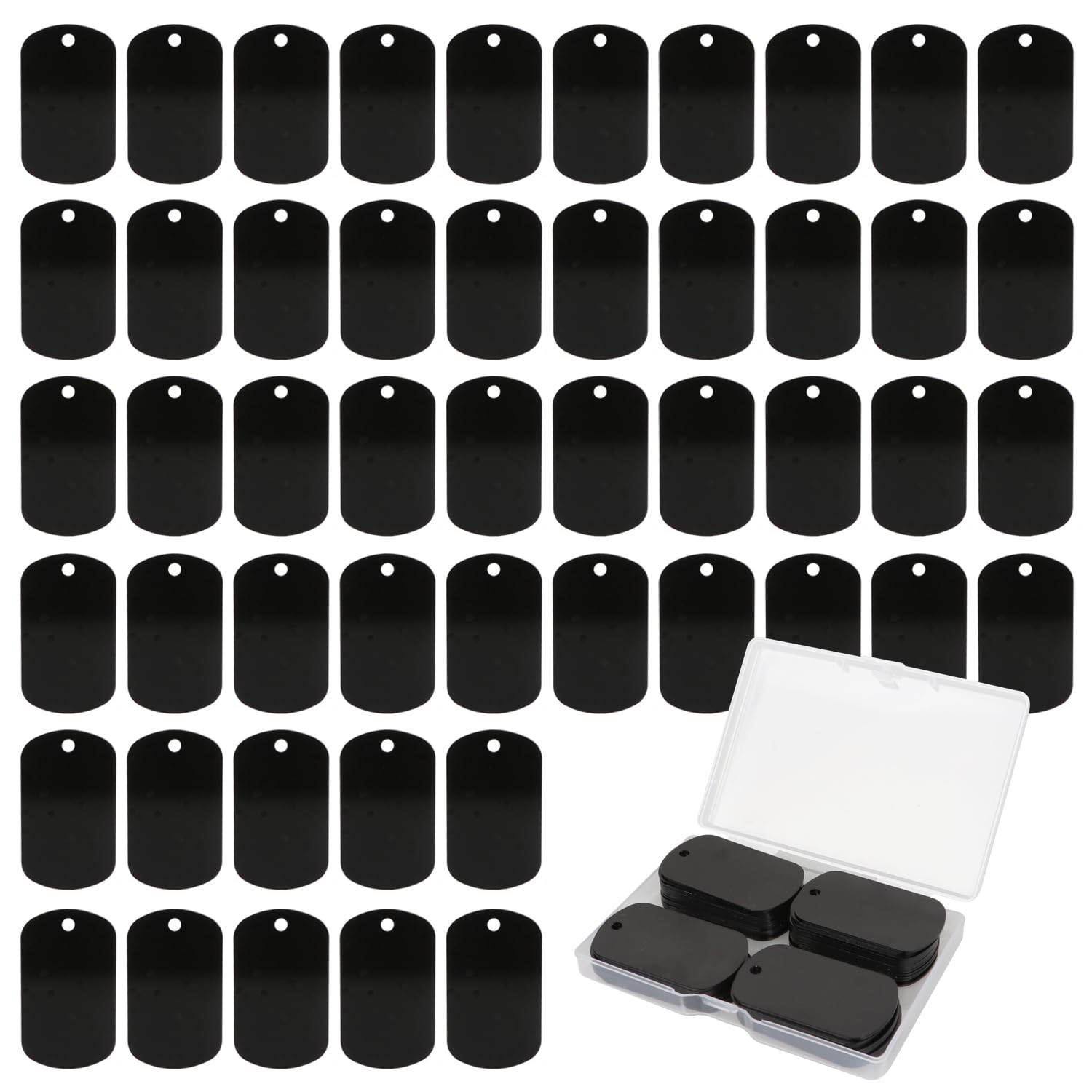 50 Pcs Aluminum Tags for Engraving,Rectangle Stamping Blanks Tags,Black Milit…