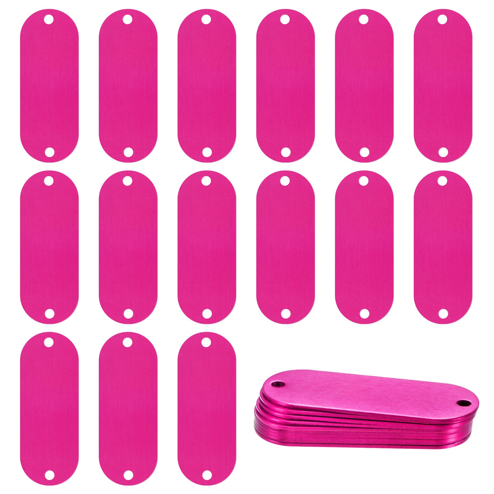 25-Pack 2″ x 0.75″ x 0.04″( L x W x T ) Blank Dog Tags [Rose Red, 2 Holes]