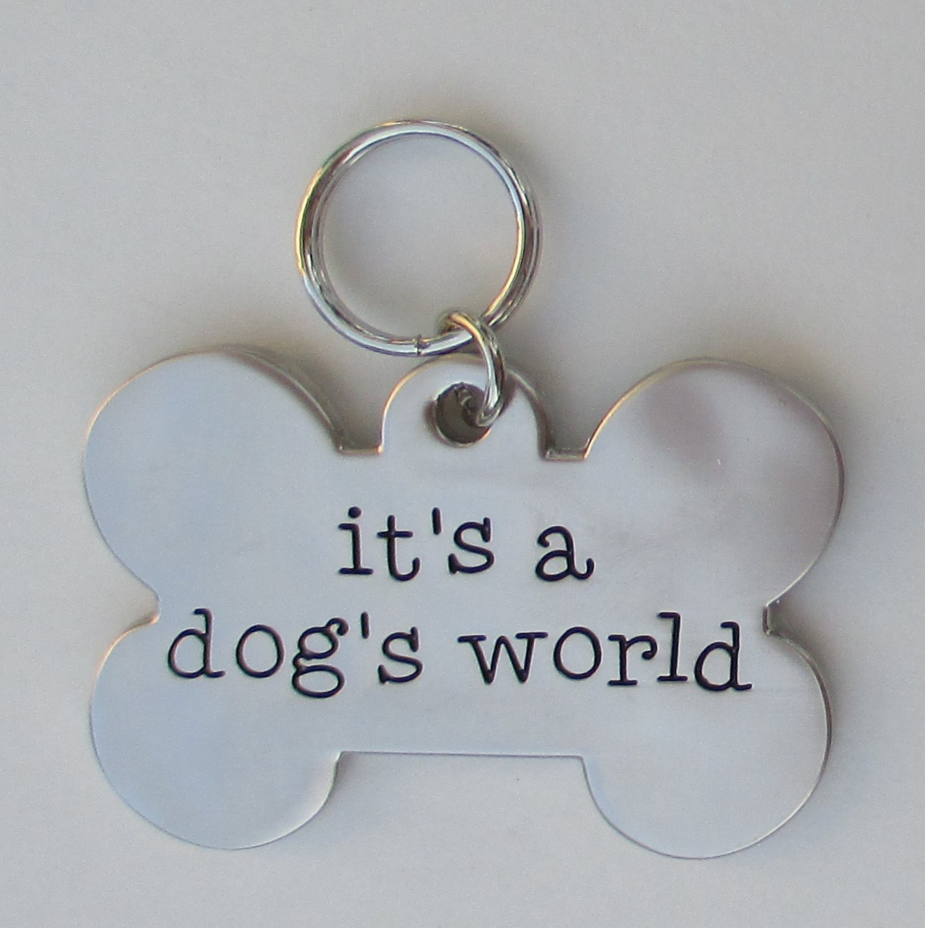 9KD It’s a dog’s world bone Engravable DOG PET COLLAR CHARM ganz jewelry