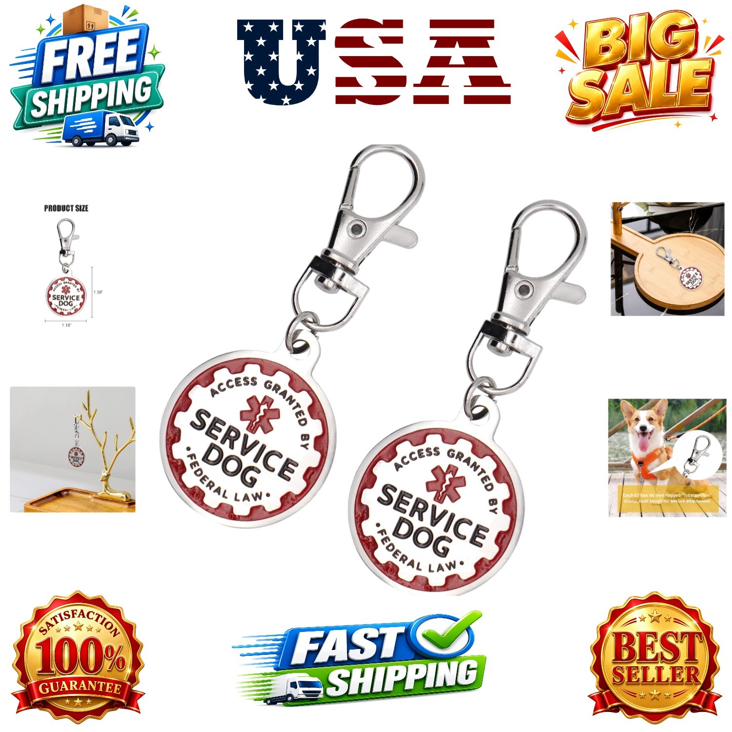 Puppy Service Dog Tag, Double-Sided Emotional Support Animal ESA Red Medical …