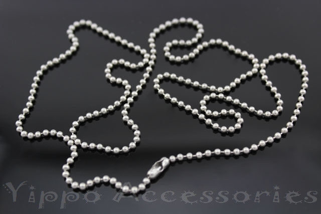 (2) 30 Inch Military Spec Stainless Steel Army Dog Tag 2.4mm Ball Chain Set of 2