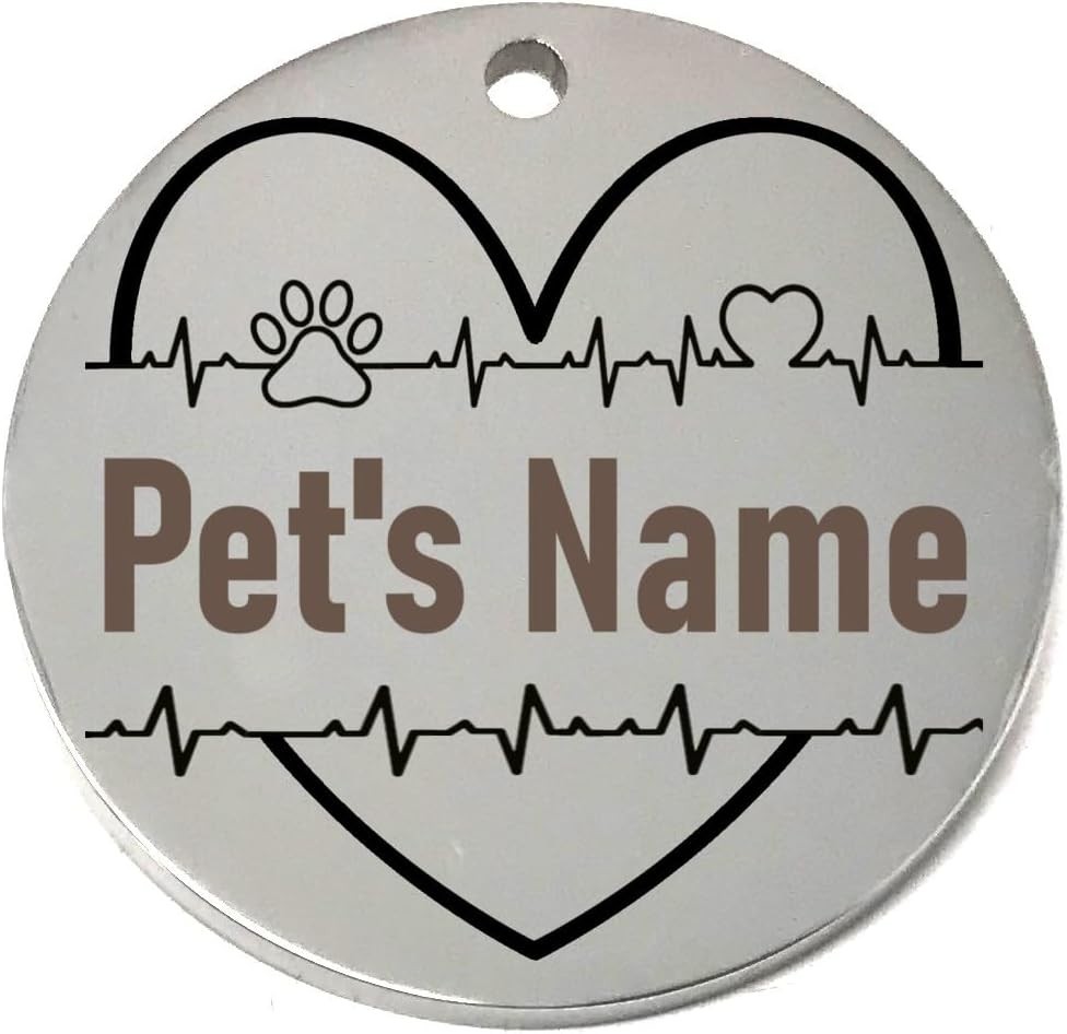 Heart Custom Pet Name Tag for Dog/Cat Collar – Laser Engraved Pet Lover ID Tag
