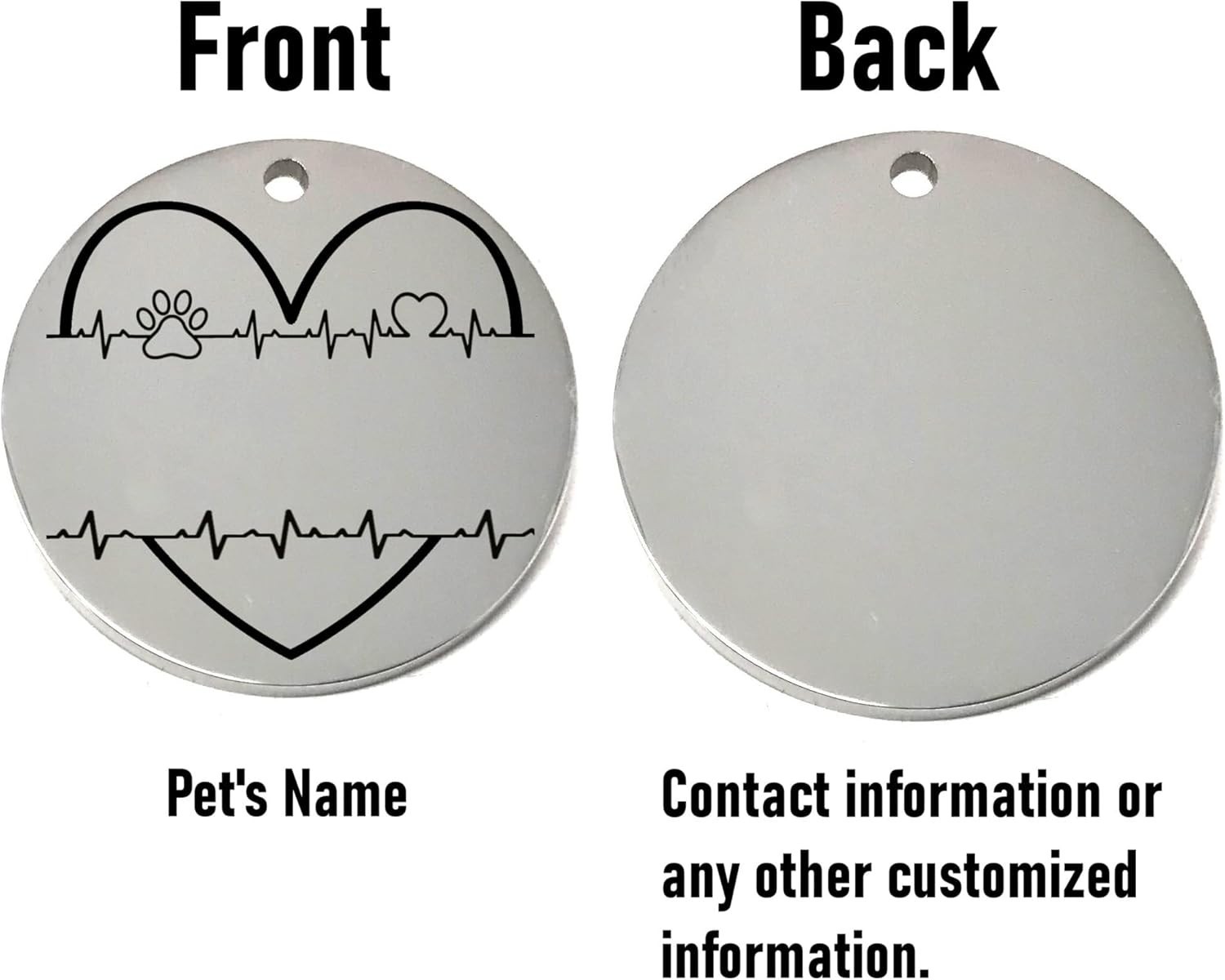 Heart Custom Pet Name Tag for Dog/Cat Collar – Laser Engraved Pet Lover ID Tag