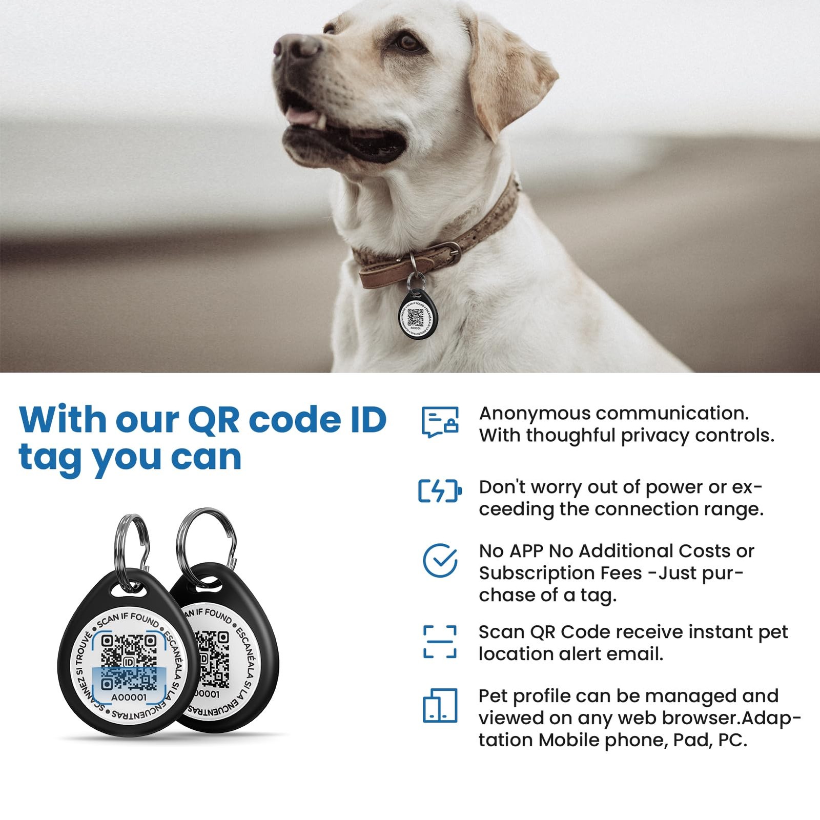ilFindYou Dog Tags Personalized, QR Code Pet ID Tags for Dog Collar, Online P…