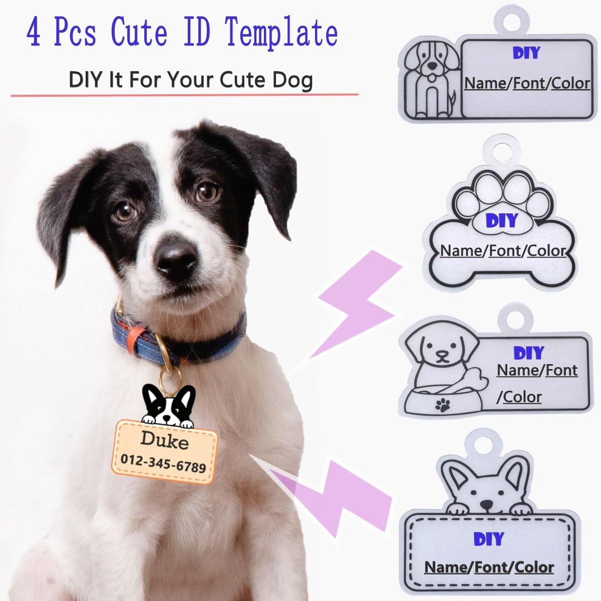 37Pcs Shrinky Dink Sheets Kits for Dog ID Tags, 4 Plastic White