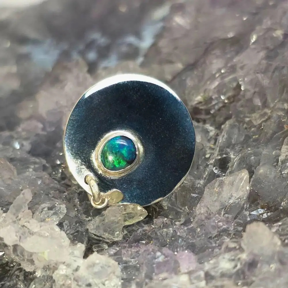 Nirva Lightning Ridge Black Opal 0.50ct S925 Silver Custom-made Pet Tag Pendant