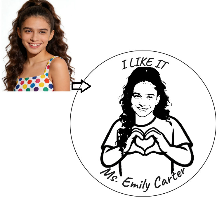 1.5″ Personalized Face photo Pre-Inked Stamp