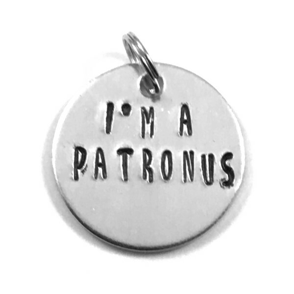 Funny Pet Collar ID Tag 1 Inch I’m A Patronus Hand Stamped Aluminum