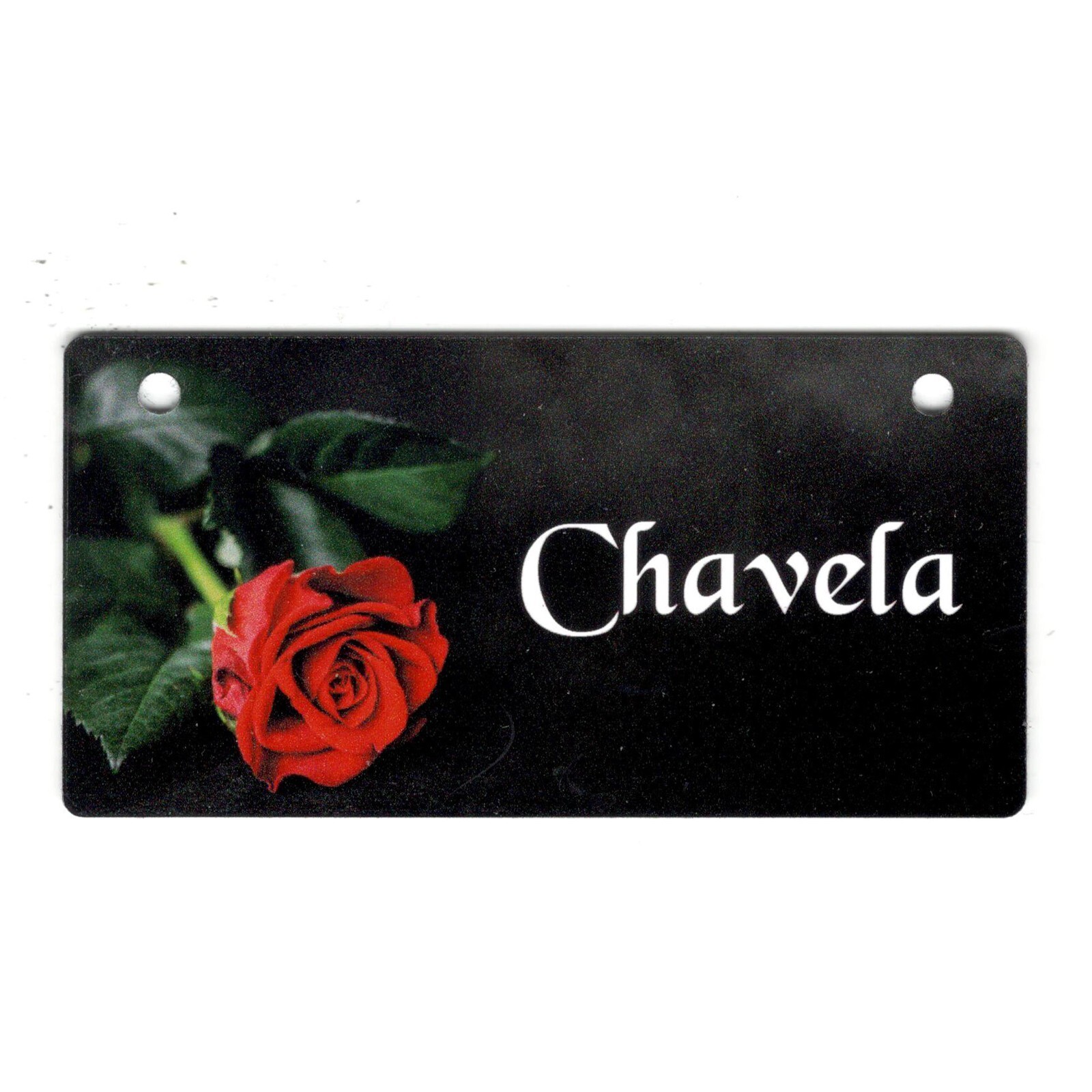 Rose on Black Design Personalized 5″ x 2.5″ Dog Crate Tag FREE SHIPPING