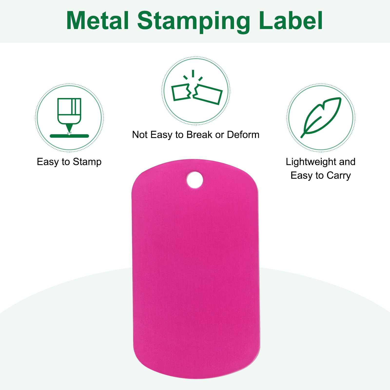 10-Pack 2″ x 1.18″ x 0.04″( L x W x T ) Blank Dog Tags [Rose Red, 1 Hole]