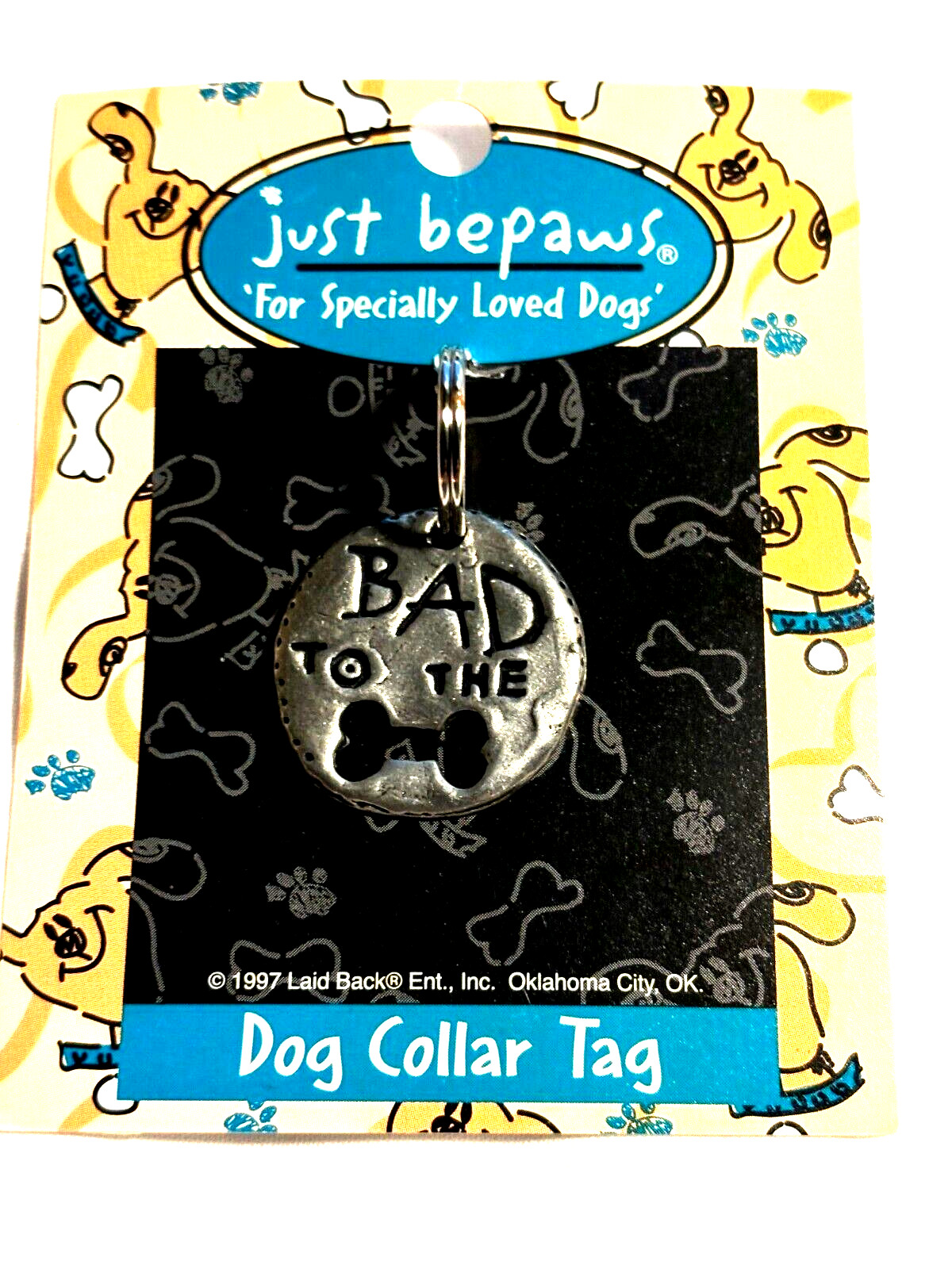 Just Bepaws Dog Collar Charm BAD TO THE BONE Pet Accessory Cute Puppy Jewelry