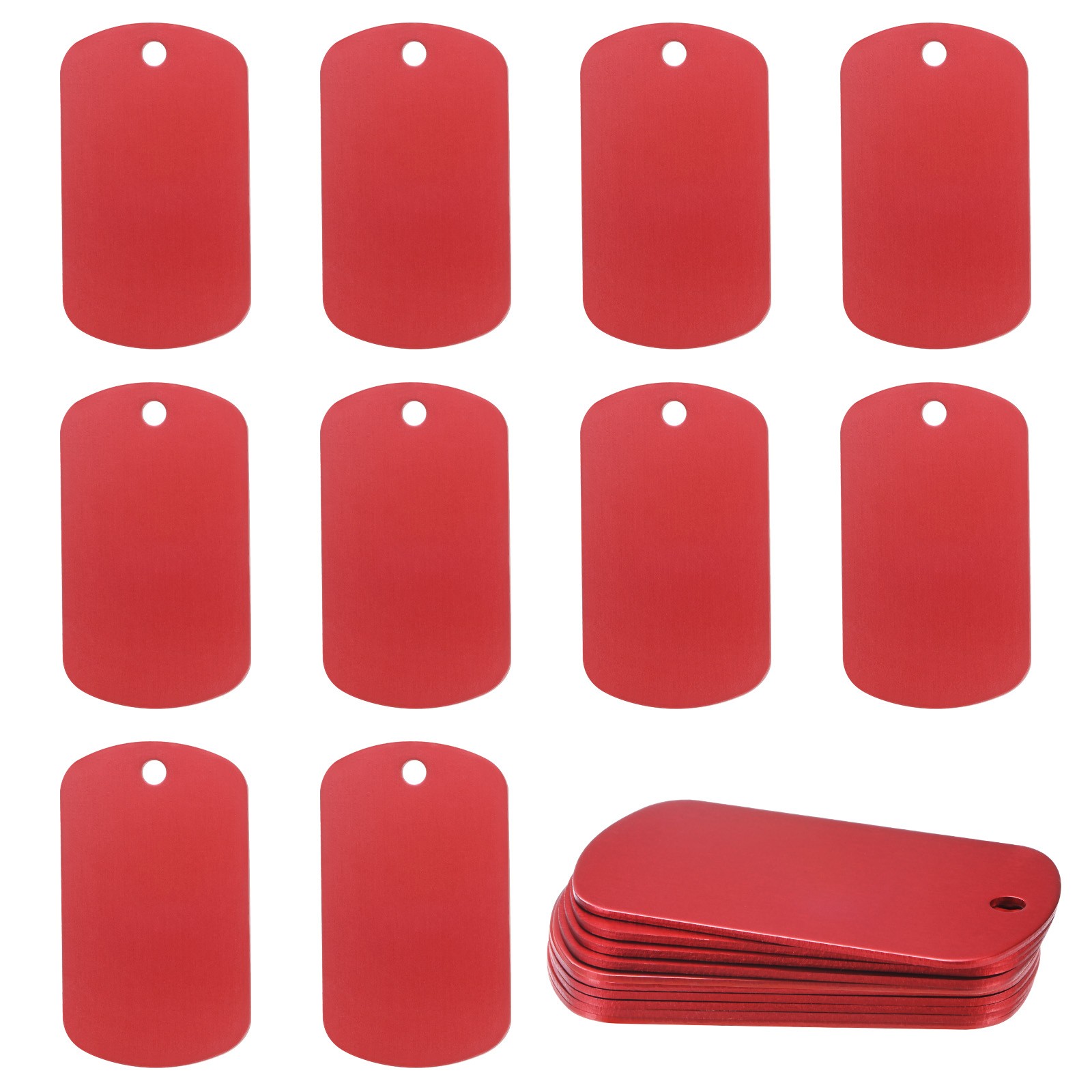 20-Pack 2″ x 1.18″ x 0.04″( L x W x T ) Blank Dog Tags [Red, 1 Hole]