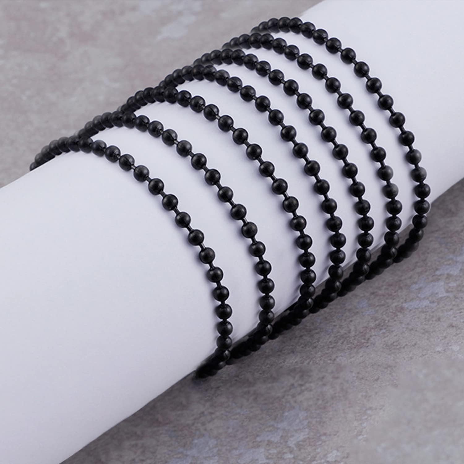 Steel Ball Chain Bead Necklace Set 33ft Silver & Black for Jewelry DIY Crafts