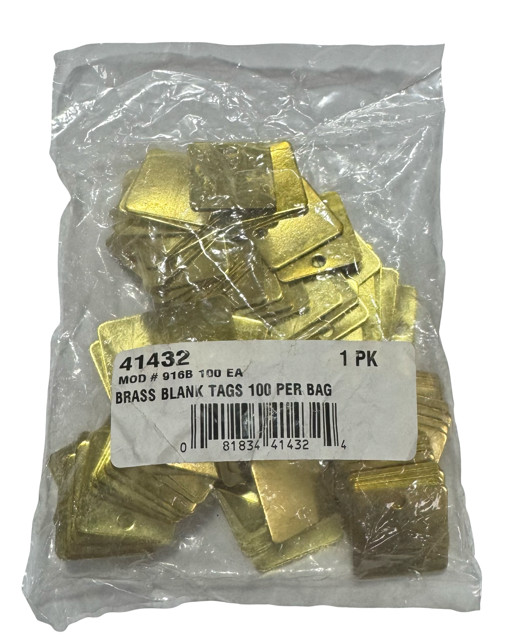 1-1/4″ Blank Brass Square Metal Tags Model 916B 100 Pack