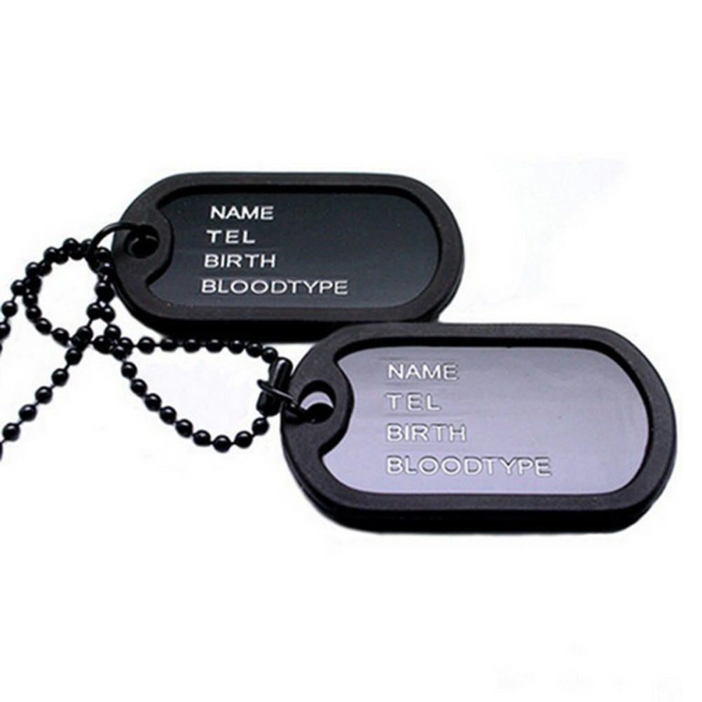 Durable Black Military Dog Id Tags Set Double Pet Tags Engraving Space Included