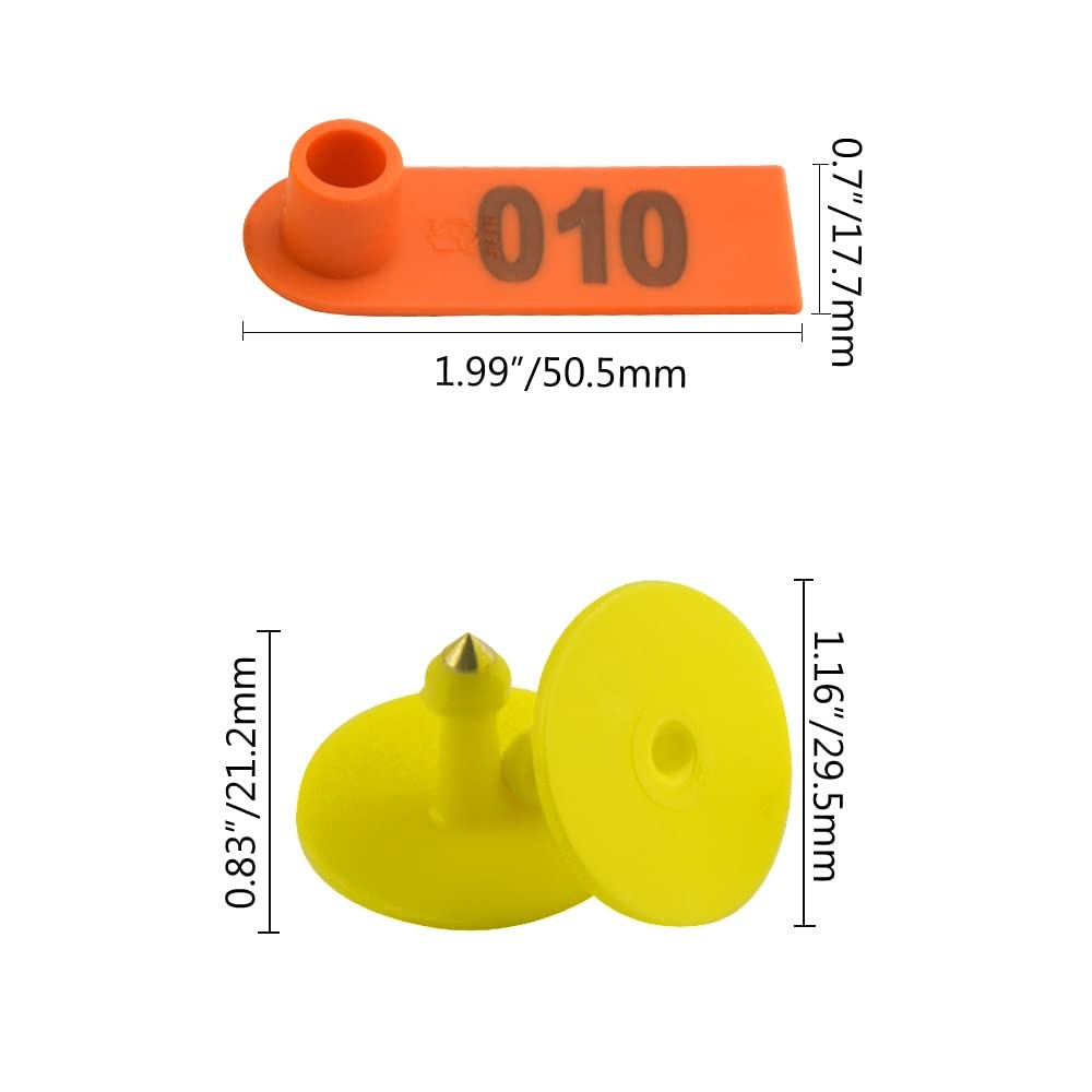 WMYCONGCONG 300 PCS 1-100 Number Plastic Livestock Ear Tag Animal Tag Blue Ye…