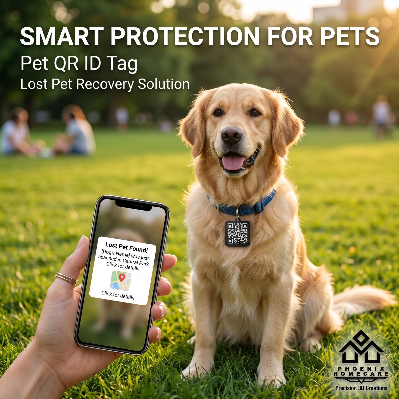 Custom QR Pet ID Tag Personalized Dog Cat Collar Tag Emergency Contact QR Code