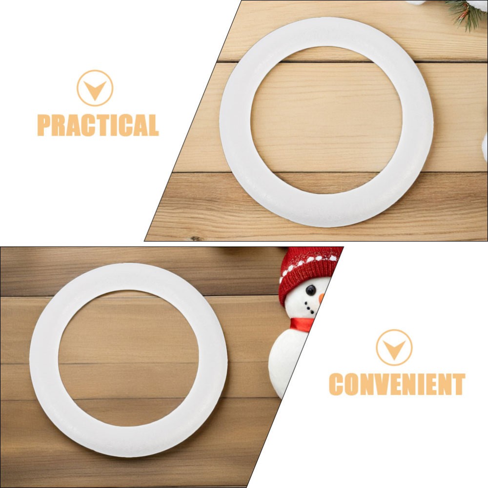 10Pcs White Polystyrene Foam Rings Reusable Craft Wreath Forms for Holiday Decor