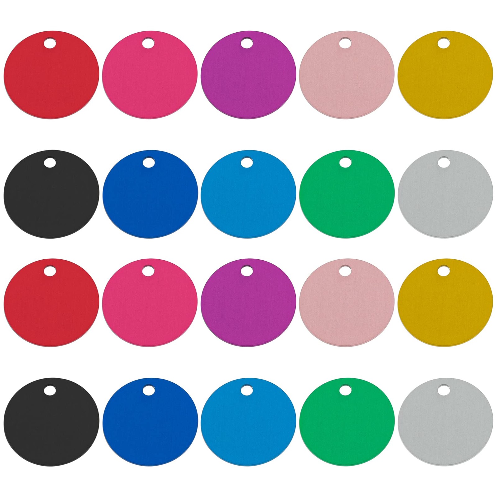 Pet ID Tag Colorful Blank Round Double Sided Name Phone Number Aluminum Charms