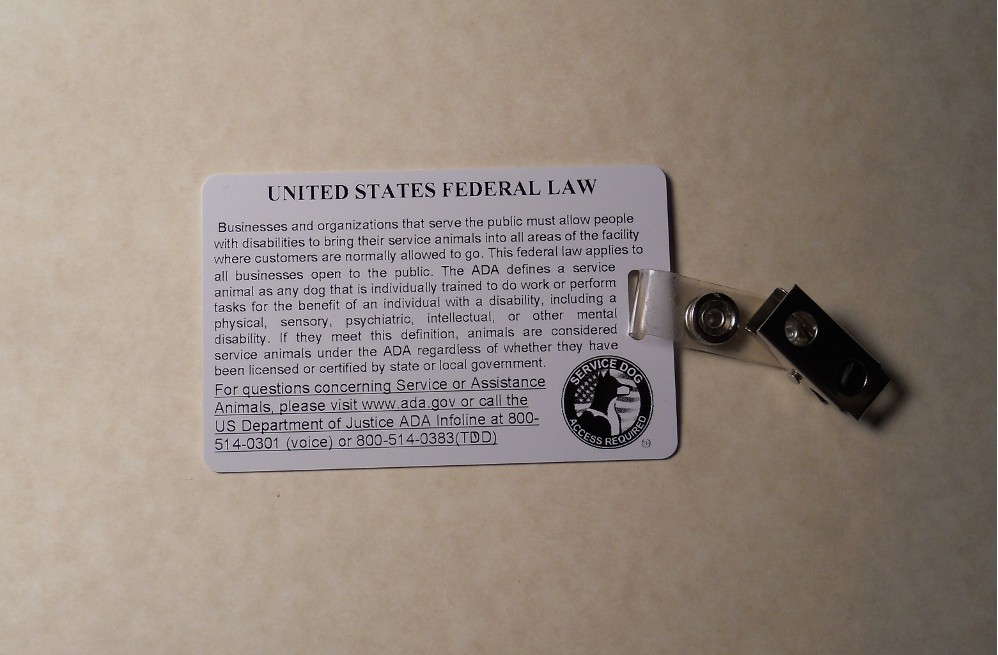 PTSD SERVICE DOG ID CARD ASSISTANCE ANIMAL ID BADGE ADA K-9 TAG # 1 PTSD