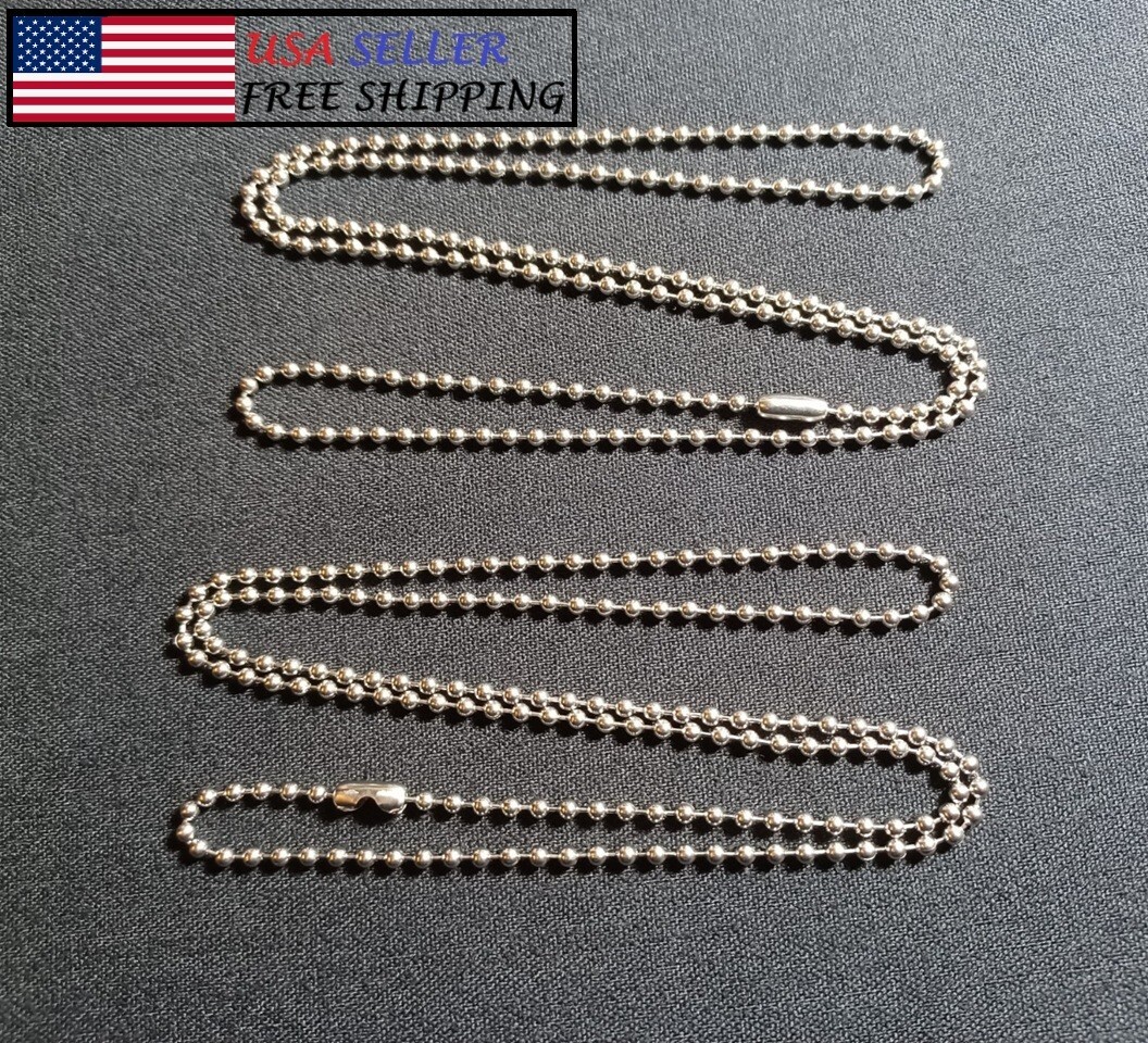 2 Military Spec Stainless Steel 24″ Army Marines AirForce Navy Dog Tag Chains