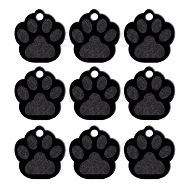 Black Personalized Anodized PAW Aluminum Pet ID Tags Collars Custom For Dog Cat