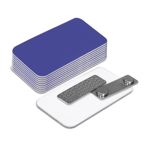 Name Tag/Badge Blanks – 10 Pack – Round Corners, Magnetic 1-1/2″ X 3″ Blue