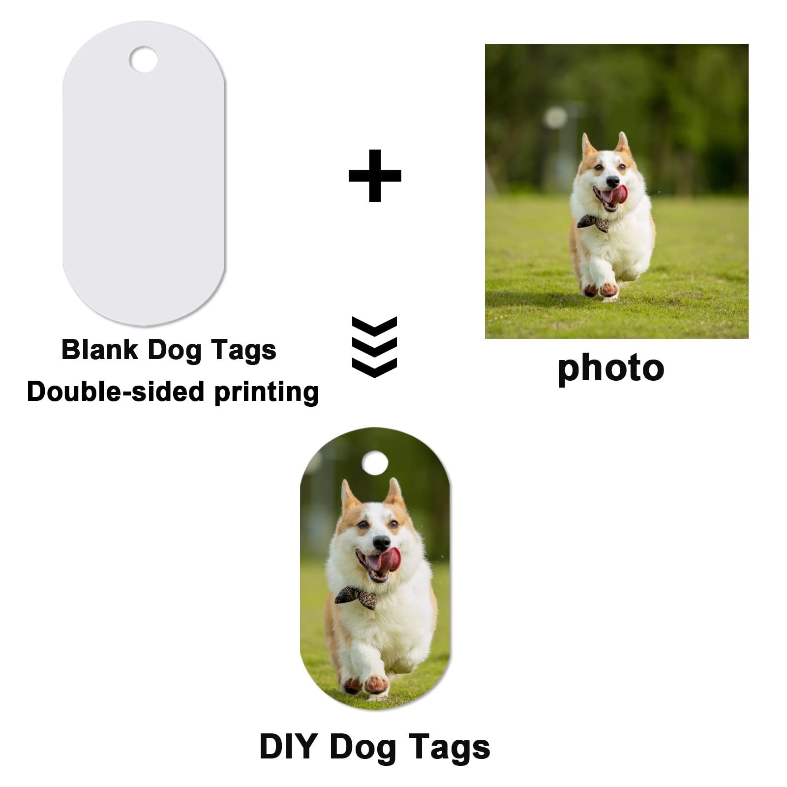 30 pcs Sublimation Blank Dog Tag Aluminum White Sublimation Stamping Tag Pend…