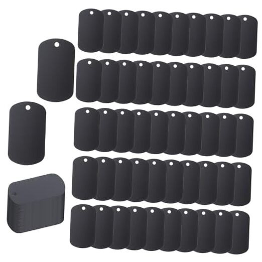 100 Pcs Military Dog Tags Set Including 100 Pcs Aluminum Blank Dog Tags