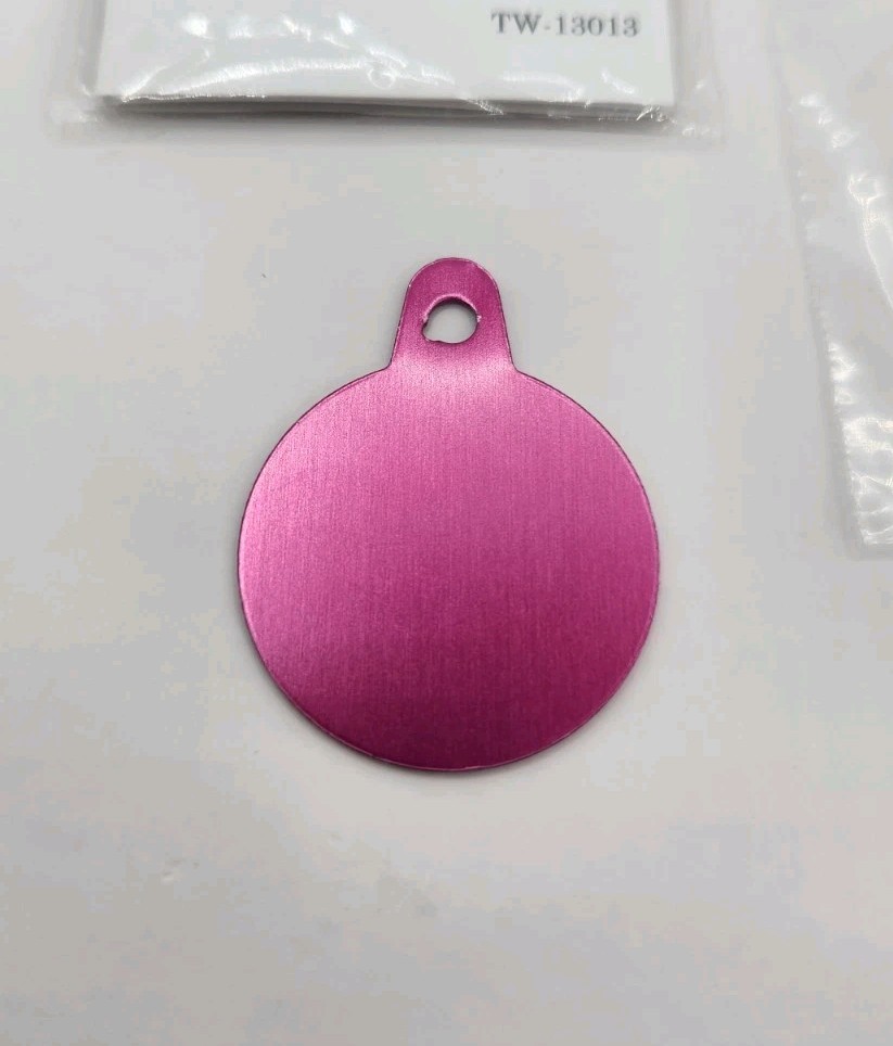 Dog Tag Works Custom Round Pink Unicorn Engravable New Pet Collar Charm Keychain
