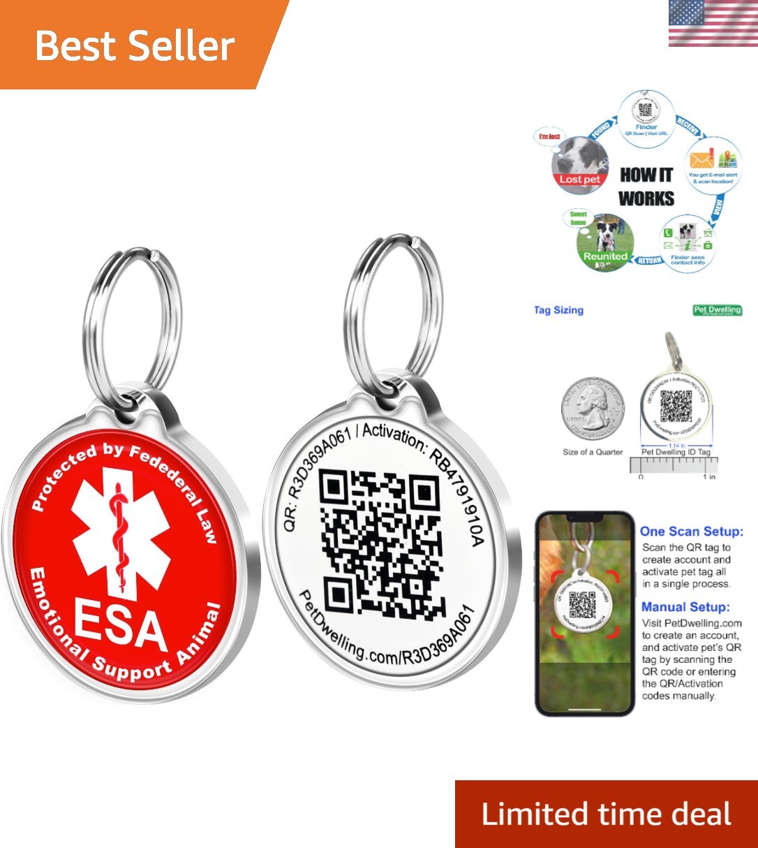 ESA ID Tag with QR Code – Emotional Support Animal Tag for Dogs & Cats, Scan …