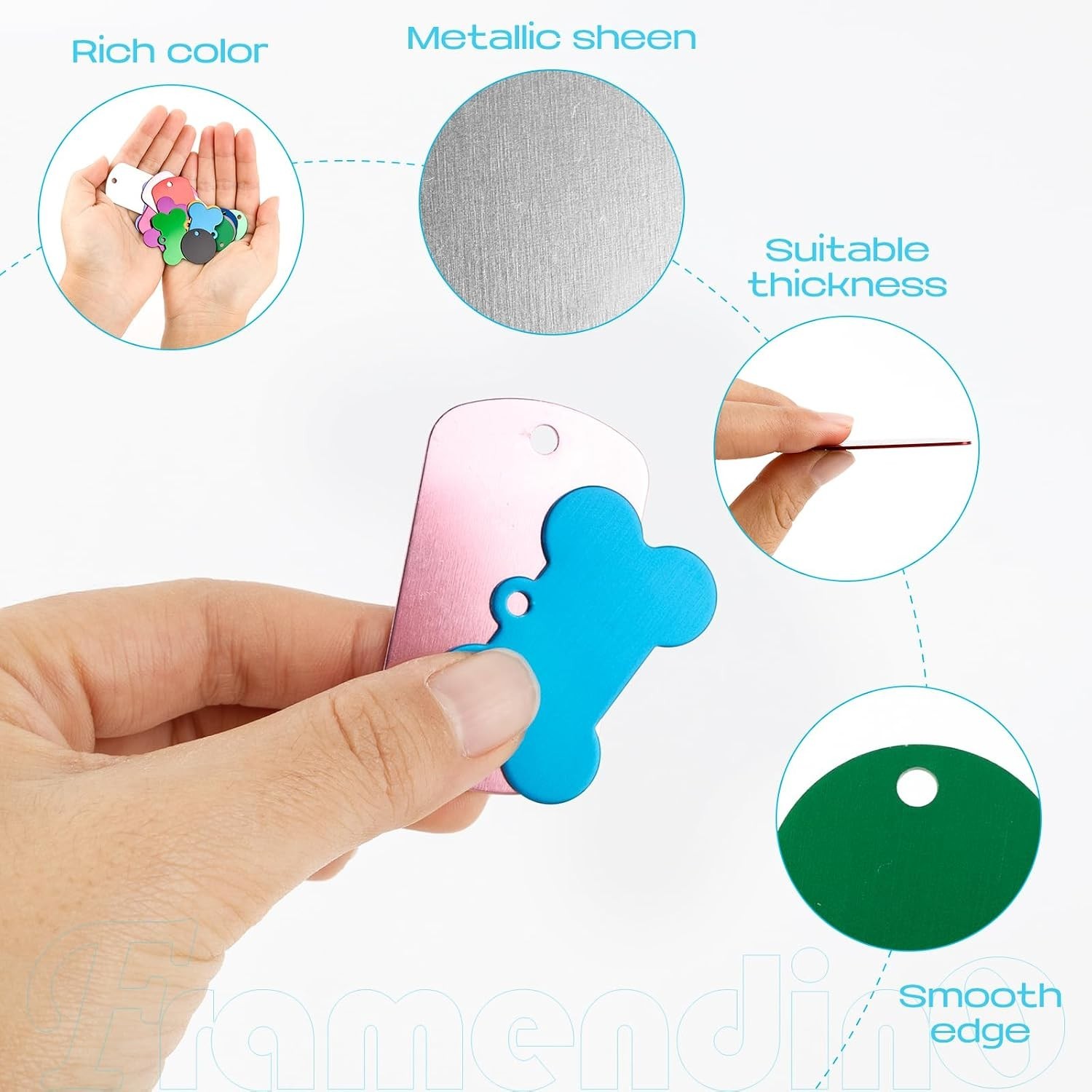 60 Pack Pet ID Tag Colorful Blank Double Sided Aluminum Charms for Dog Cat DI…
