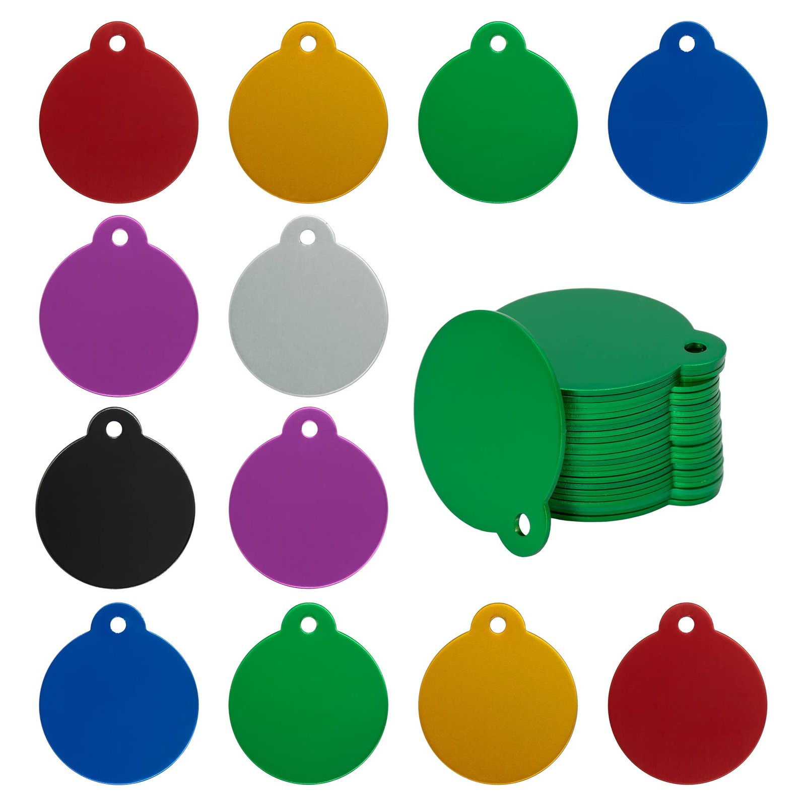 Round Aluminum Laser Engraving Blanks Tags 1.24 Inch Mixed Color 35 PCS