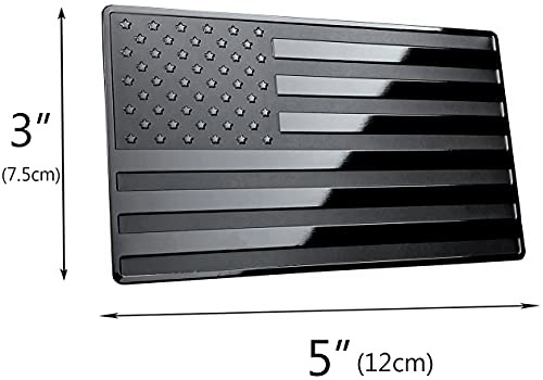 USA Embossed Stainless Steel Metal Flag for Cars, Trucks 5″x3″ Black