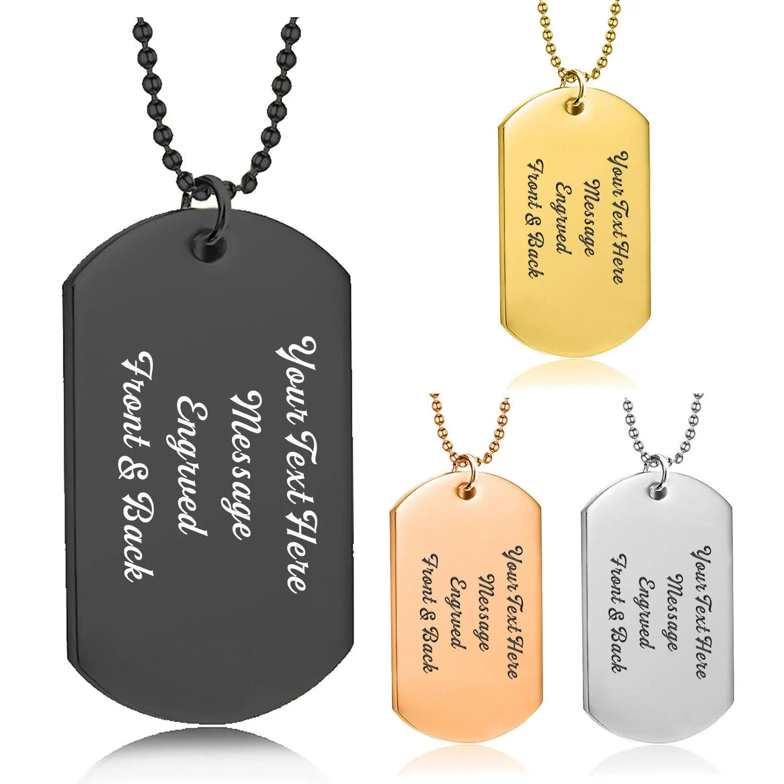Custom Aluminum Dog Tags with Chain (Black)