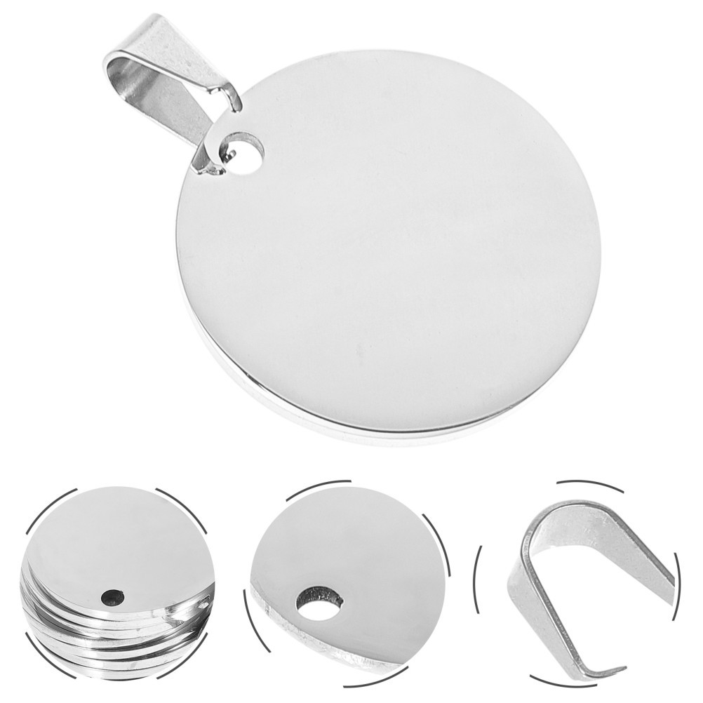 10Pcs Titanium Steel Blank Pet Id Tags Silver Round Metal Dog Tags