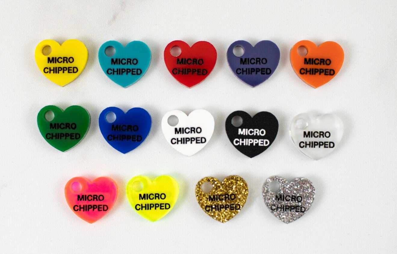 Microchipped Mini ID Pet Tag Charm, Cat and Dog Micro Chipped Pet ID, Pet Tag