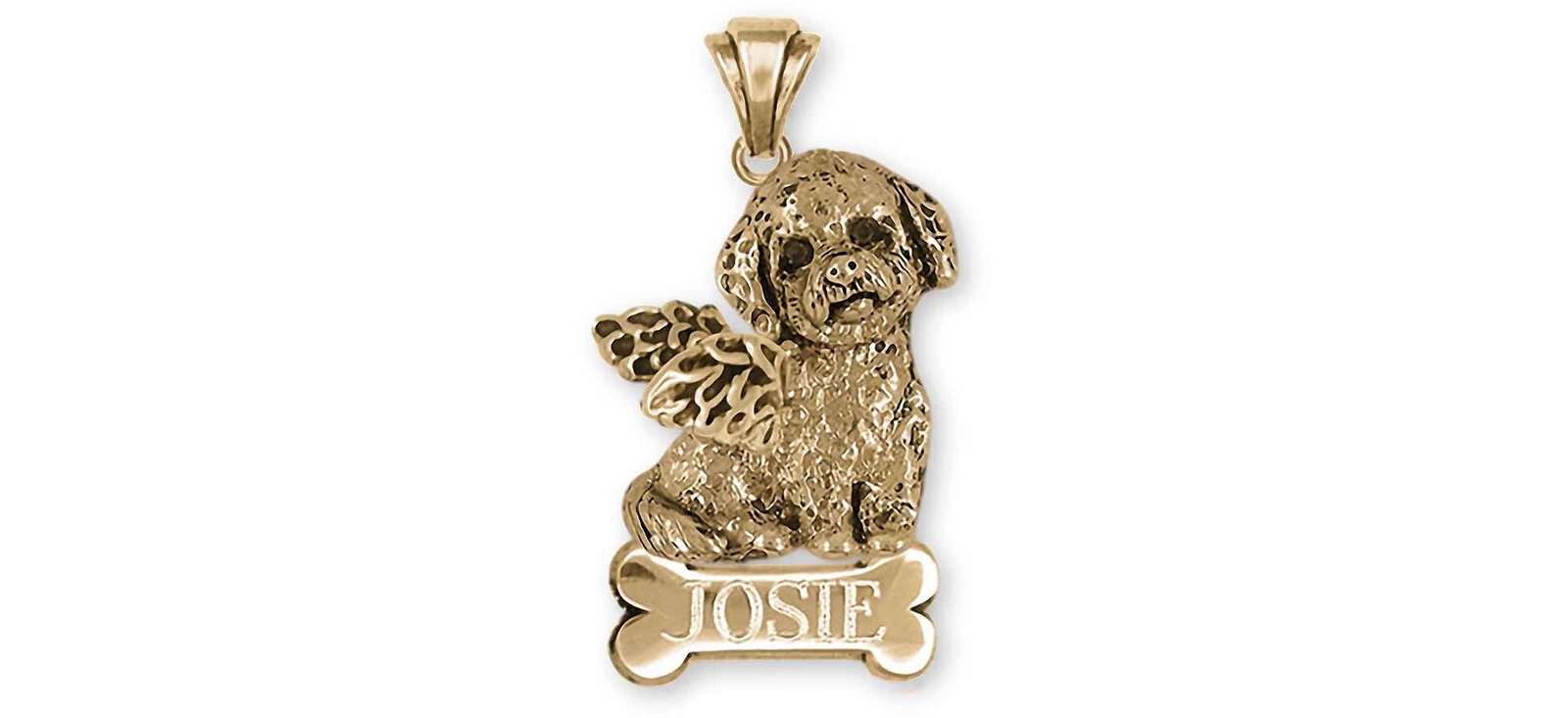 Poochon Angel Pendant 14k Yellow Gold Handmade Bichapoo Jewelry PC1-ANPG