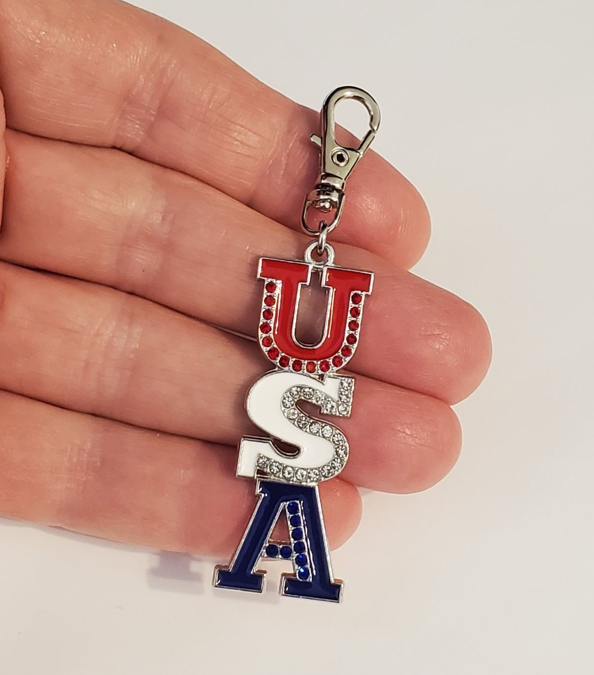 USA CHARM AMERICAN PATRIOTIC ZIPPER PULL BAG ACCESSORY DOG CAT COLLAR MILITARY
