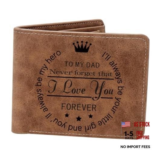 THTCSQ To My Dad Gifts,Leather Wallet for Men, Engraved Never forget DAD