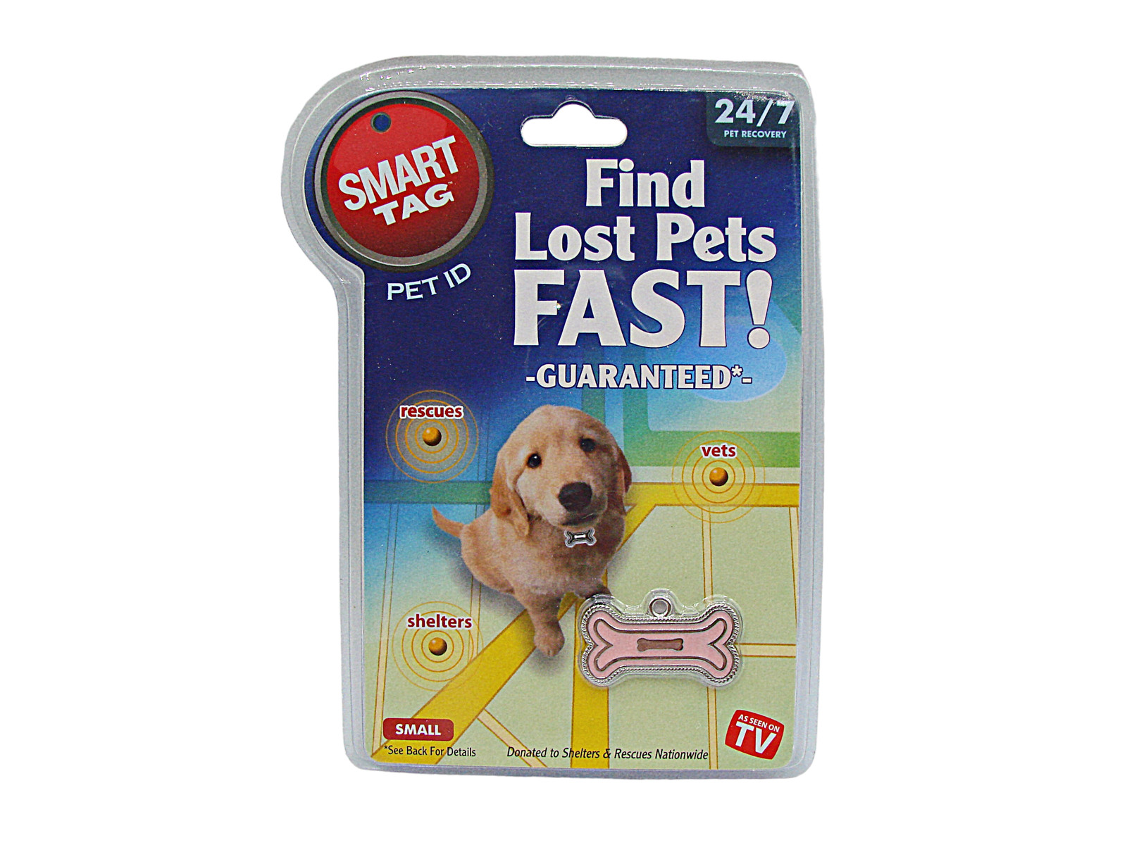 Smart Tag Pet ID Small Pink Bone Enamel EAlert Service Find Your Pet Fast