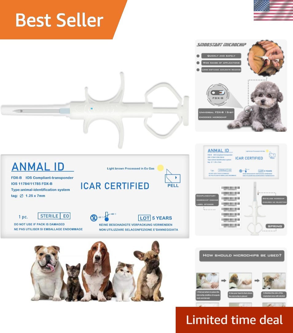 20 Universal FDX-B Pet Microchips 1.25x7mm – Proven Safety & Identification