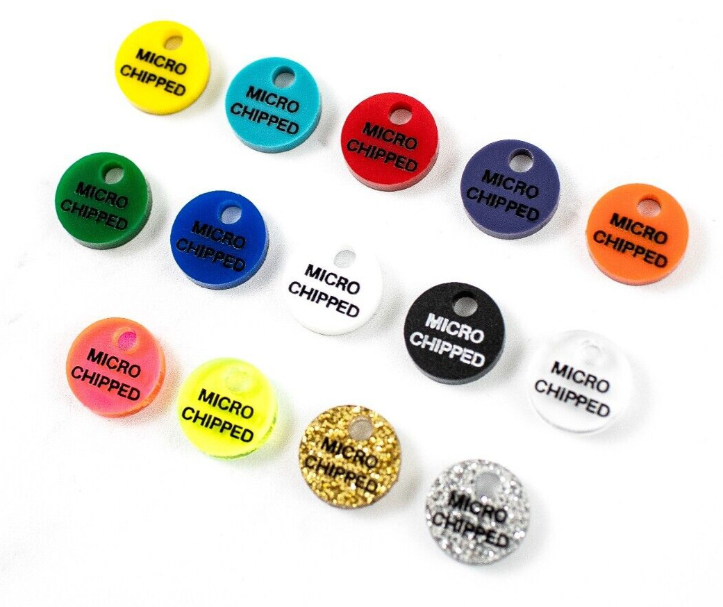 Microchipped Mini ID Pet Tag Charm, Cat and Dog Micro Chipped Pet ID, Pet Tag