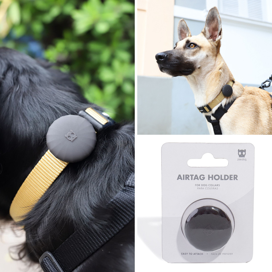 Apple AirTag Dog Collar Black Holder – Protective Anti-Lost Case – Zee.Dog