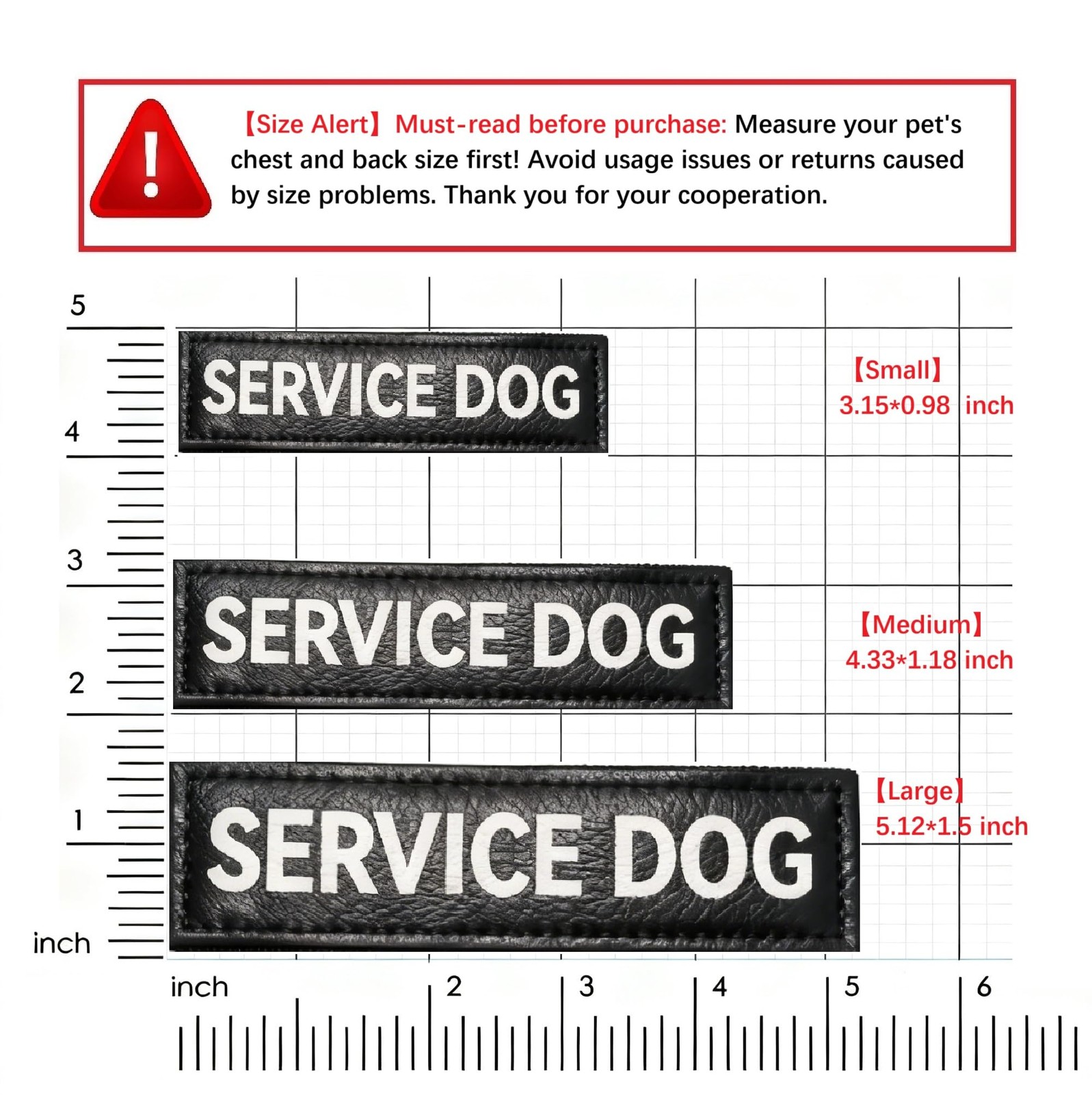 Emotional Support Animal Patches ESA Dog ID Tag Collar Harness Large 1.5×5.12