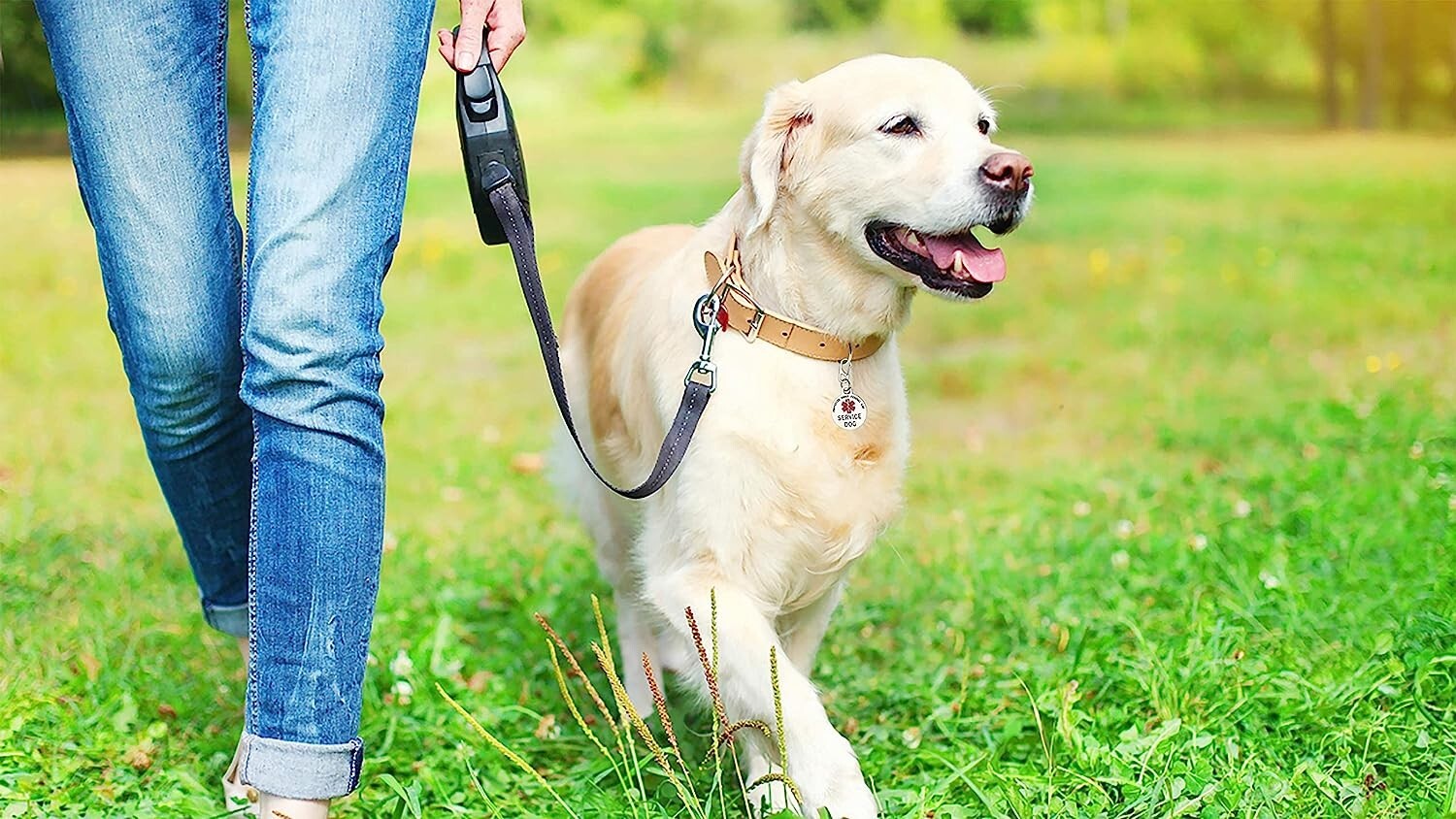 SM Service Dog Tag Double Sided Federal Protection with Red Medical Alert Symbol